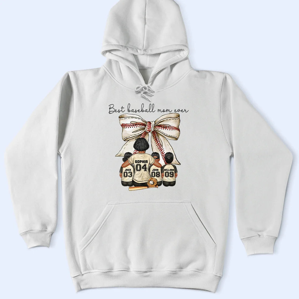 Gift For Mother,Baseball,Sport Mom,Happy - Best Baseball Mom Ever Coquette Bow - Personalized T Shirt