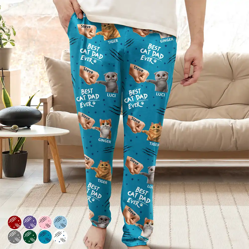 Cat Mom,Cat Lovers,Funny,Happy,Cat Dad - Best Cat Dad Mom Mum Ever - Personalized Pajama Pants