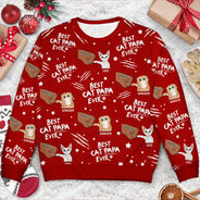 Cat Mom,Cat Lovers,Funny,Happy,Cat Dad - Best Cat Dad Mom Mum Ever - Personalized Unisex Ugly Sweater