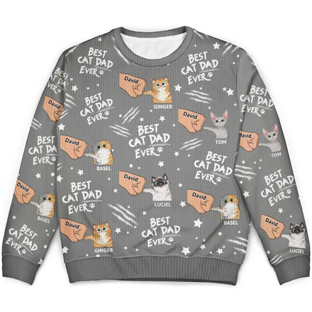 Best Cat Dad Mom Mum Ever - Personalized Unisex Ugly Sweater