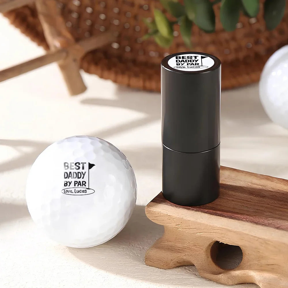 Happy, Sport Dad, Golf, Gift For Father, Gift For Men - Best Dad By Par - Personalized Golf Ball Stamp With Metal Storage Box