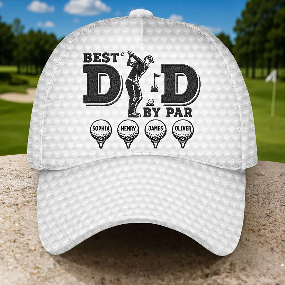 Gift For Father,Gift For Grandpa,Golf,Top Market,Non-Eng,Icon,Proud - Best Dad By Par Golf Ball - Personalized Classic Cap