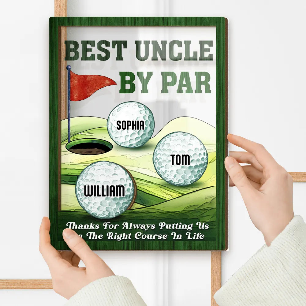Gift For Father, Golf, Love - Best Dad By Par Golfing Father - Personalized 2-Layer Wood Acrylic Plaque