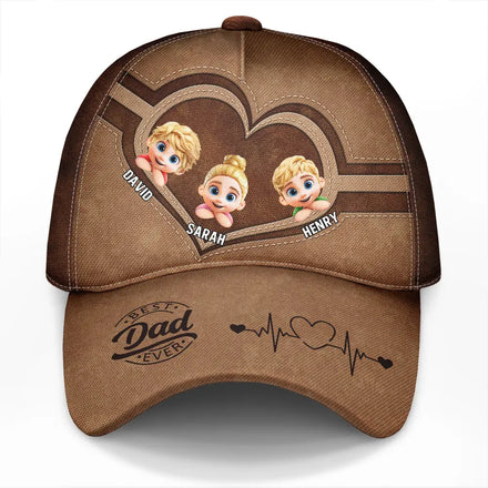 Best Dad Ever 3D Cartoon Kids - Personalized Classic Cap