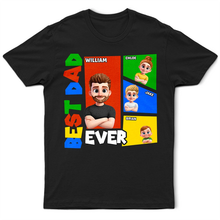 Best Dad Ever Basic Color Arcade Theme - Personalized T Shirt