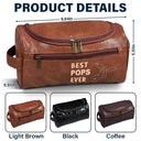 Gift For Yourself,Gift For Men,Gift For Grandpa,Gift For Father,Dad,Children - Best Dad Ever Fist Bump - Personalized Leather Toiletry Bag