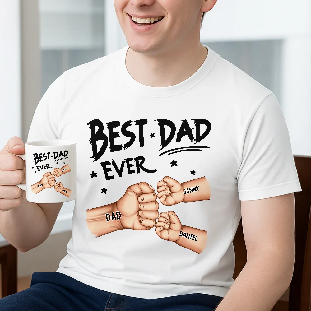 Gift For Father, Gift For Grandpa, Happy - Best Dad Grandpa Ever Fist Bump - Personalized Father's Day Gift Set