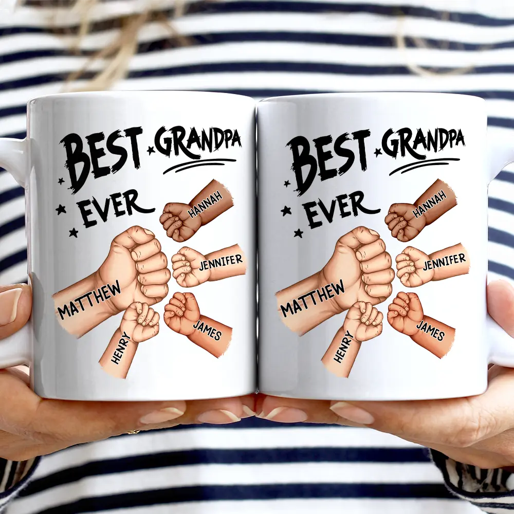 Gift For Father, Gift For Grandpa, Happy - Best Dad Grandpa Ever Fist Bump - Personalized Father's Day Gift Set