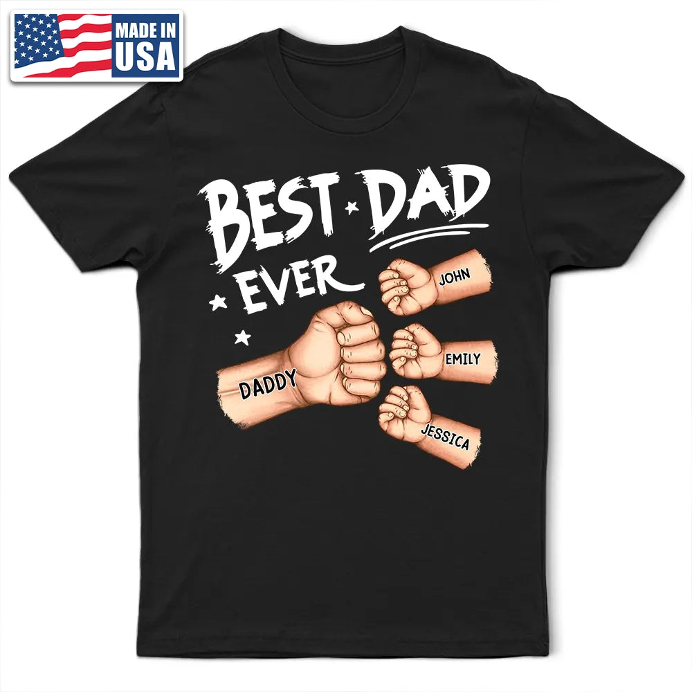 Best Dad Grandpa Ever Fist Bump - Personalized T Shirt