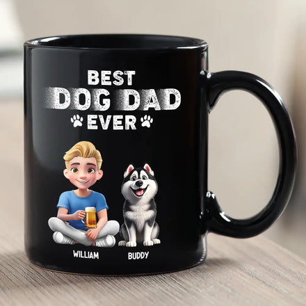 Best Dog Dad Ever 3D Effect - Personalized Black Mug