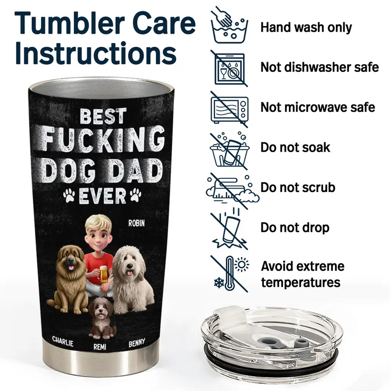 Pet Lovers,Pet Dad,Dog Lovers,Dog Dad - Best Dog Dad Ever 3D Effect - Personalized Tumbler