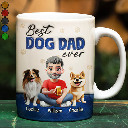 Best Dog Dad Ever 3D Effect - Personalized White Edge-to-Edge Mug