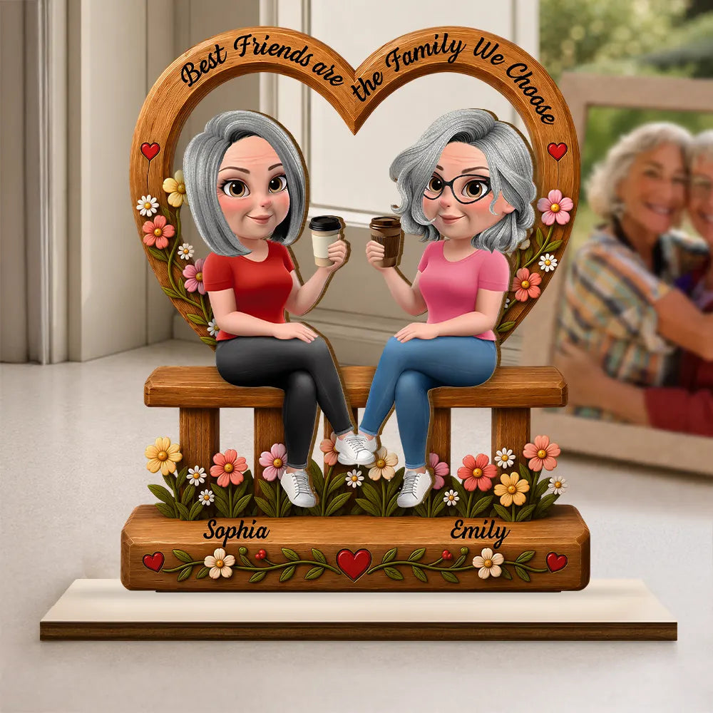 Best Friends Are The Family We Choose - Personalized Custom Shaped Wooden Plaque