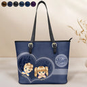 Gift For Grandma, Grandma - Grandkids, Gift For Mother, Happy - Best Mom Ever - Personalized Leather Tote Bag