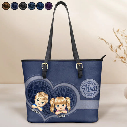 Best Mom Ever - Personalized Leather Tote Bag