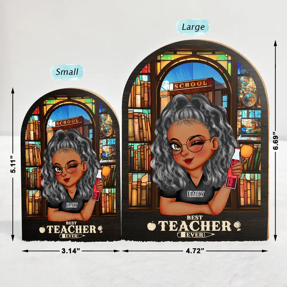 Teacher, Happy, Gift For Yourself - Best Teacher Ever - Personalized Wood Book Ends