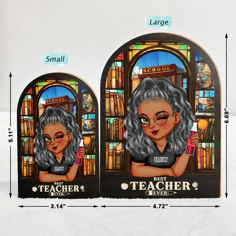Teacher, Happy, Gift For Yourself - Best Teacher Ever - Personalized Wood Book Ends