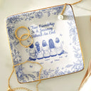 Gift For Bestie,Gift For Sisters,Gift For Women,Gifts For Colleagues,Happy - Bestie A True Friendship Is A Journey Without An End Toile - Personalized Ring Dish