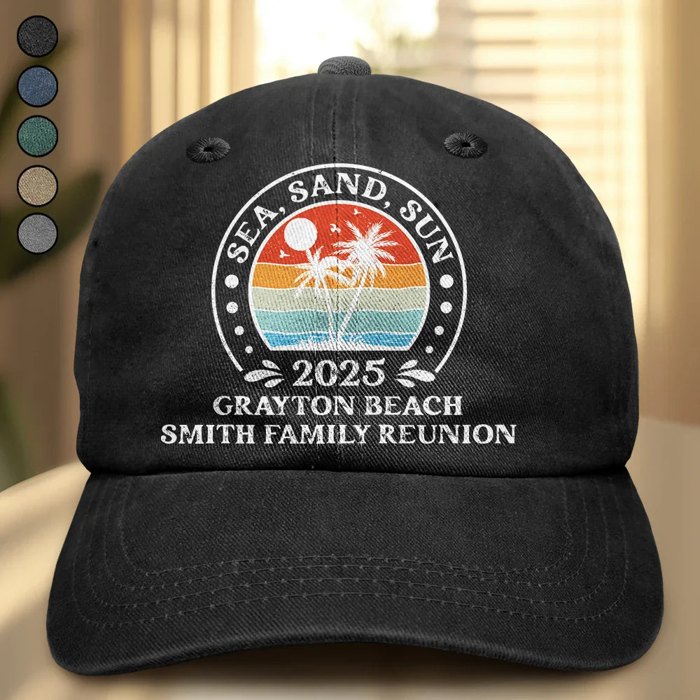 Bestie Family Vacation - Personalized Vintage Washed Denim Cap