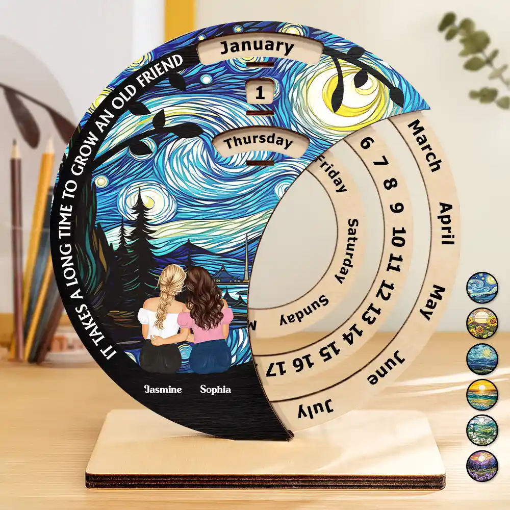 Gift For Bestie, Happy, Christmas - Bestie Forever - Personalized Spinning Perpetual Desk Calendar