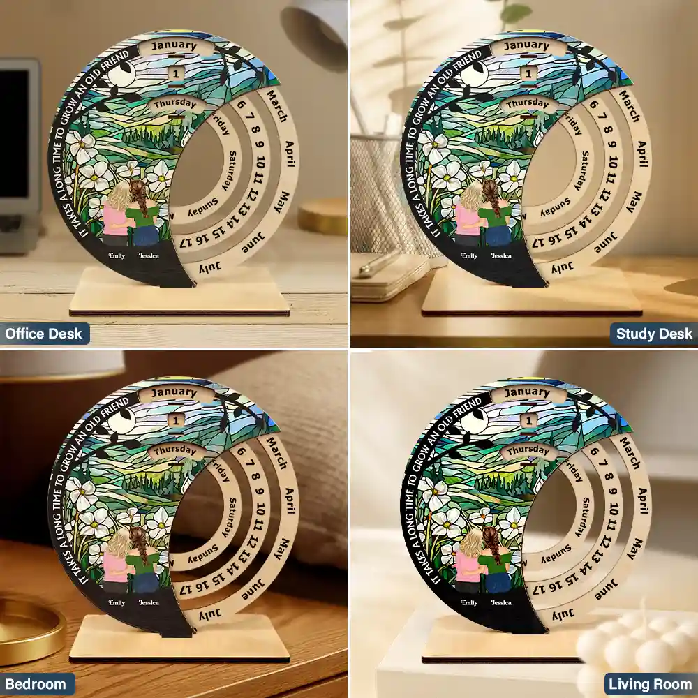 Gift For Bestie, Happy, Christmas - Bestie Forever - Personalized Spinning Perpetual Desk Calendar