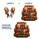 Gift For Bestie,Cozy,Vector - Besties Forever Fall Truck - Personalized Custom Shaped Wooden Plaque