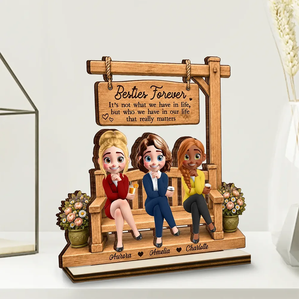 Top Market,Sentimental,Gift For Bestie,Vector - Besties Forever It's Not What We Have In Life - Personalized Custom Shaped Wooden Plaque