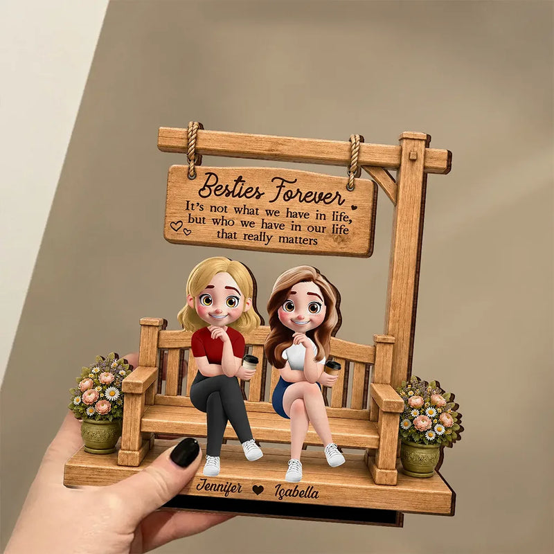 Top Market,Sentimental,Gift For Bestie,Vector - Besties Forever It's Not What We Have In Life - Personalized Custom Shaped Wooden Plaque