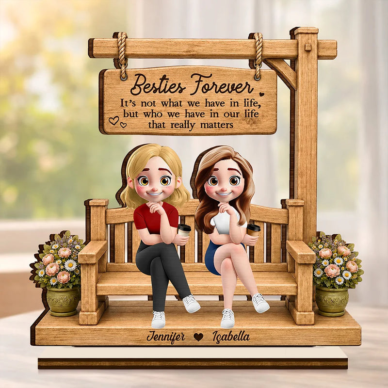 Top Market,Sentimental,Gift For Bestie,Vector - Besties Forever It's Not What We Have In Life - Personalized Custom Shaped Wooden Plaque