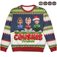 Gift For Bestie,Christmas,Happy,Gift For Sisters,Gift For Brothers,Gift For Sibling,Cousin - Besties Friends Siblings Forever 3D Effect - Personalized Unisex Ugly Sweater