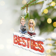 Gift For Bestie,Gift For Sisters,Gift For Women,Gift For Men,Christmas,Happy,Gift For Brothers,Gift For Sibling,Cousin - Besties Sisters Cross Arm 3D Effect - Personalized Custom Shaped Acrylic Ornament