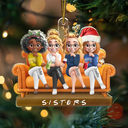 Gift For Bestie,Gift For Sisters,Gift For Women,Gifts For Colleagues,Happy,Christmas - Besties Sitting Together - Personalized Custom Shaped Acrylic Ornament