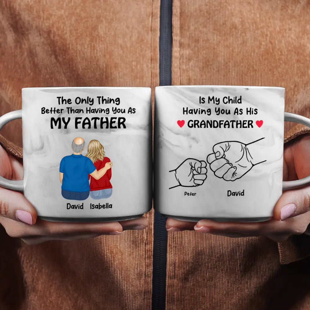Dad,Daughters,Sons,Gift For Grandpa,Grandpa,Grandkids,Happy,Christmas - Better Than Having You As My Grandpa - Personalized Marble Mug