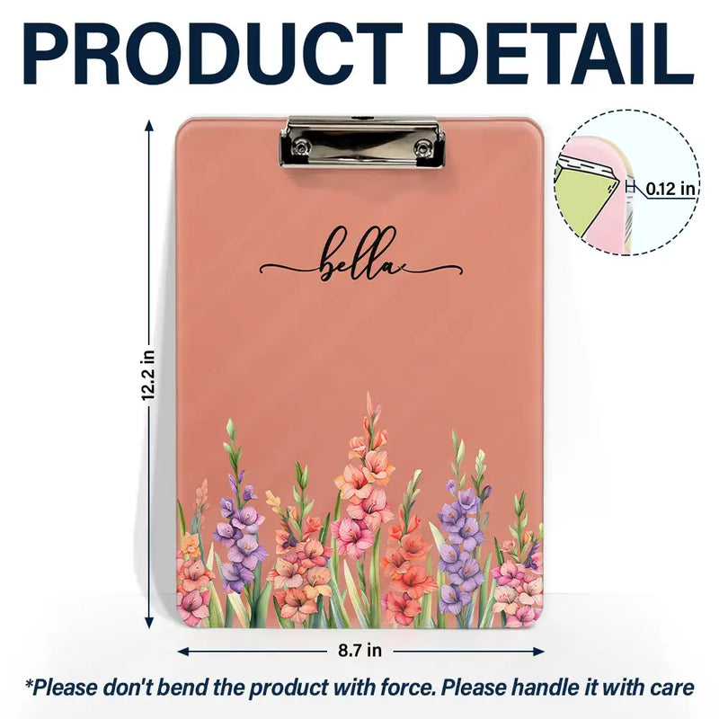 Back To School, Teacher, Cozy, Icon - Birth Flower And Name - Personalized Acrylic Clipboard