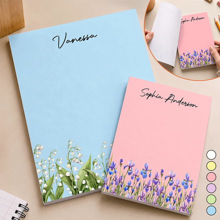 Birth Flower Blooming In Love For Her - Personalized Notepad