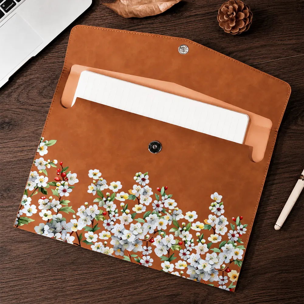 Back To School, Gift For Yourself, Gift For Women, Cozy, Icon - Birth Flower Blooms - Personalized Leather Sleeve