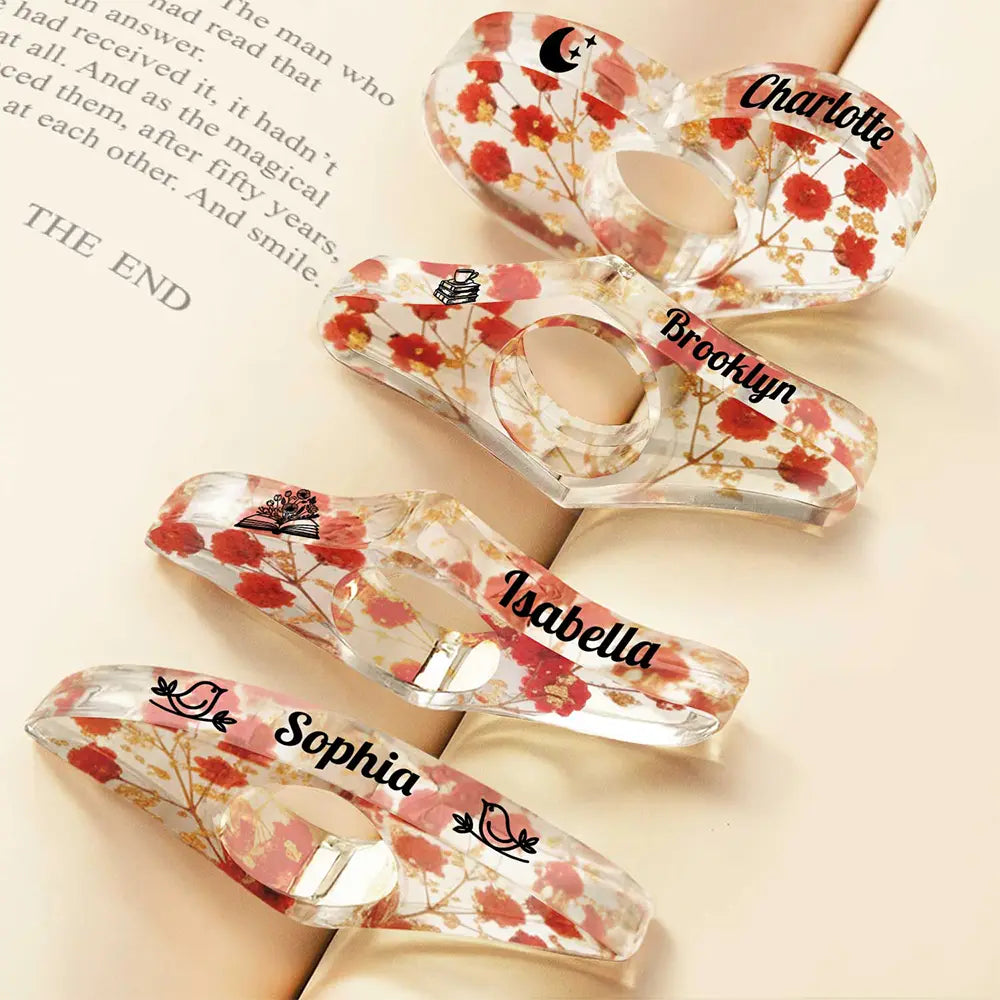 Birth Flower Book Lover - Personalized Resin Flower Page Holder
