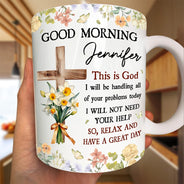 Gift For Yourself, Happy, Gift For Women, Gift For Men, Christian, Top Market - Birth Flower Bouquet Good Morning This Is God - Personalized Mug