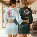 Gift For Yourself, Gift For Women, Bachelorette, Confident, Icon - Birth Flower Custom Name For Her, Bridesmaids, Friends, Wife, Mom, Daughter - Personalized Satin Robe