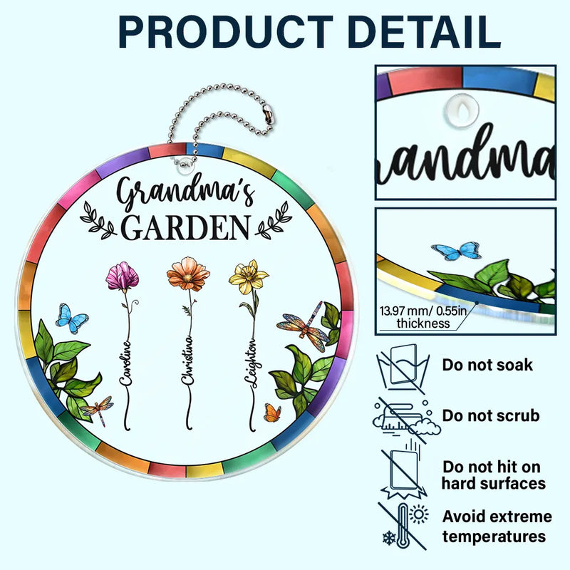 Gift For Women, Gift For Mother, Gift For Grandma, Love - Birth Flower Grandma's Garden - Personalized Acrylic Car Hanger