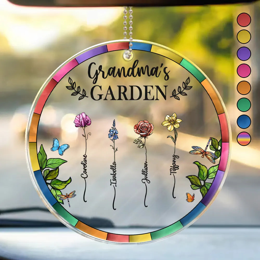 Gift For Women, Gift For Mother, Gift For Grandma, Love - Birth Flower Grandma's Garden - Personalized Acrylic Car Hanger