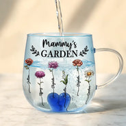 Gift For Grandma, Gift For Mother, Gift For Wife, Gift For Women, Happy - Birth Flower Grandma's Garden - Personalized Gradient Glass Mug