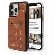 Gift For Grandma,Gift For Mother,Love,Gift For Women - Birth Flower Grandma's Garden - Personalized Leather Flip Wallet Phone Case