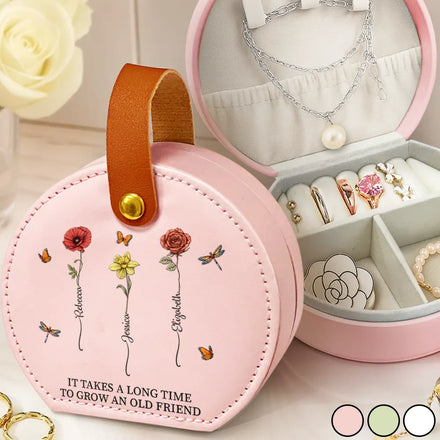 Birth Flower Grow An Old Friend - Personalized Jewelry Box With Handle