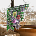Happy,Gift For Bestie,Old Best friends,Gift For Sisters - Birth Flower Grow An Old Friend - Personalized Window Corner Suncatcher