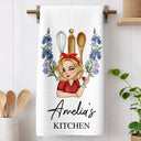 Cozy, Gift For Yourself, Cooking, Gift For Women, Icon - Birth Flower Mom Grandma Kitchen - Personalized Kitchen Towel
