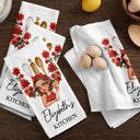Cozy, Gift For Yourself, Cooking, Gift For Women, Icon - Birth Flower Mom Grandma Kitchen - Personalized Kitchen Towel