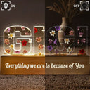 Gift For Mother - Birth Flower Mommy We Love You - Personalized Custom Shaped LED Light