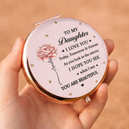 Gift For Daughter,Gift For Grandkids,Gift For Sisters,Gift For Bestie,Love,Gift For Women -  Birth Flower My Daughter You Are Beautiful - Personalized Compact Mirror