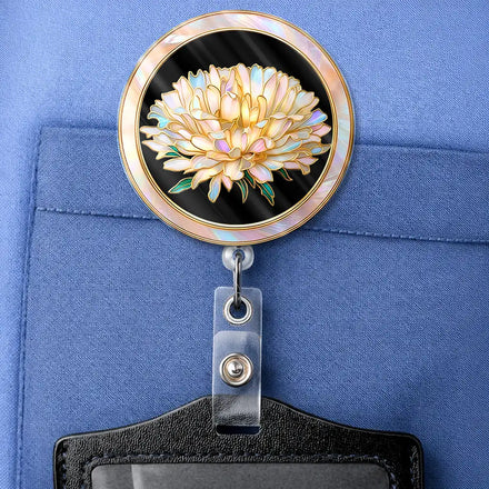 Birth Flower Nacre Effect Custom Shape - Personalized Badge Reel